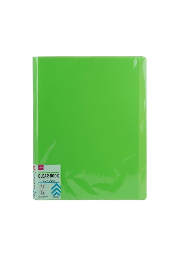 DAISO A4 Clear Book, Green with 40 Pockets - Image 1